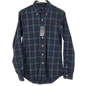 Ralph Lauren NEW Men Small Classic Button Down Long Sleeve Shirt Green Navy Blue